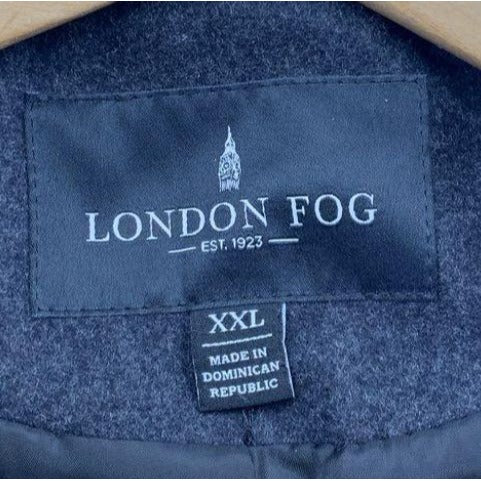 London Fog Charcoal Gray Wool Blend Button Front Coat XXL