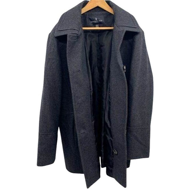 London Fog Charcoal Gray Wool Blend Button Front Coat XXL