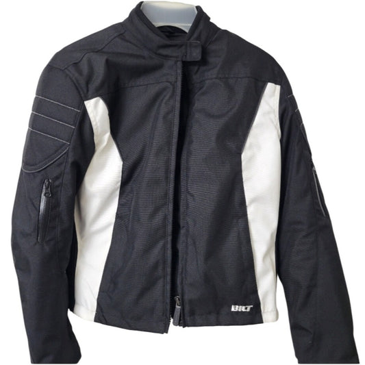 Womens Black & White BILT Motorcycle Jacket XS Polyester NWOT