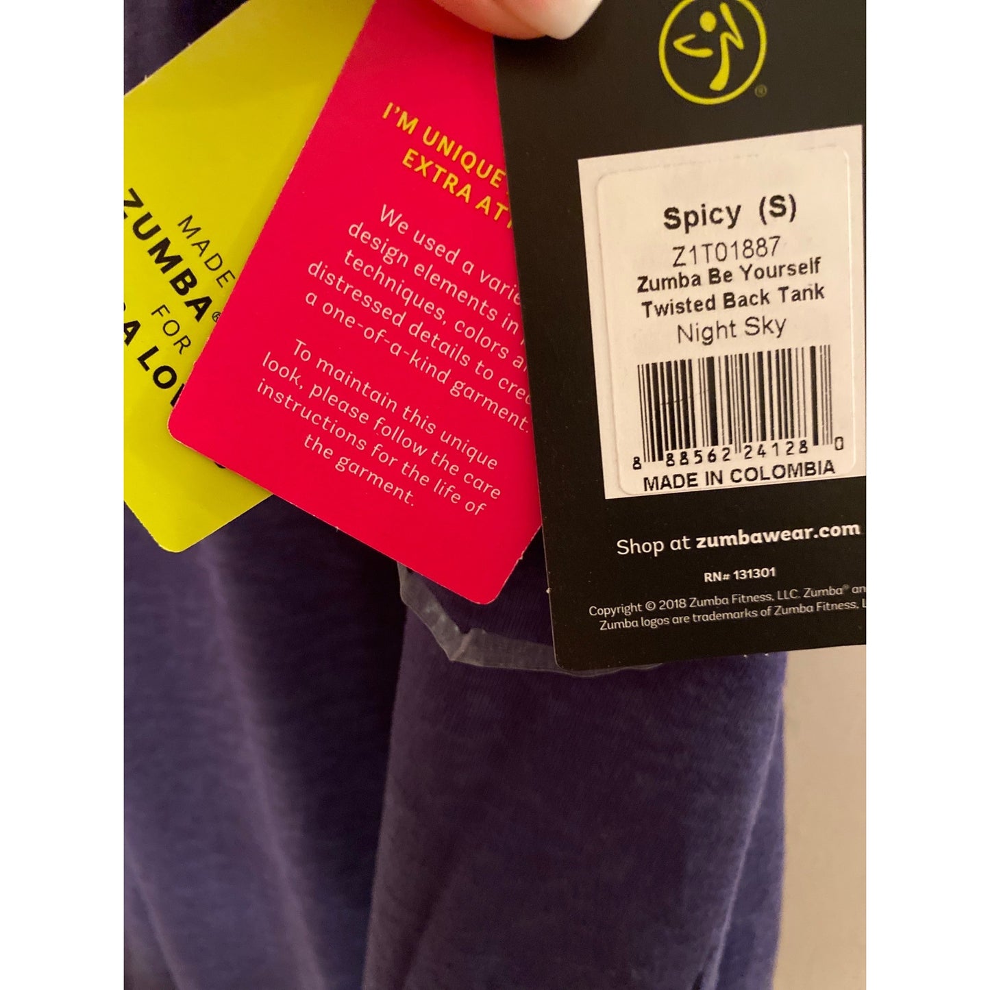 NWT XS Zumba Be Yourself Twisted Racerback Tank