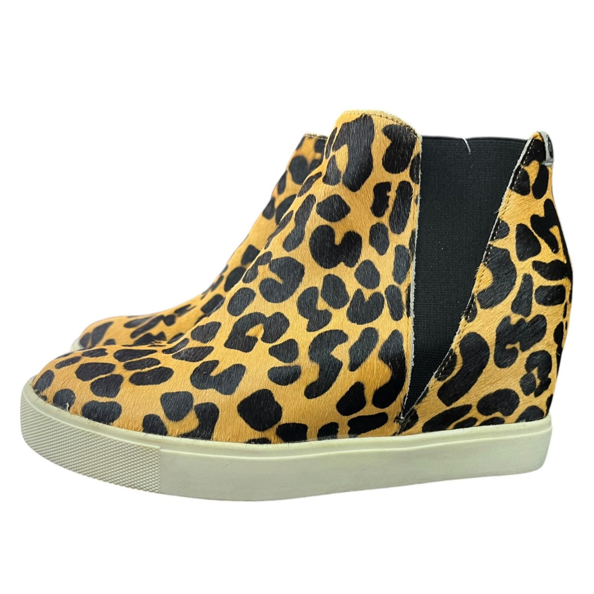 Coconuts By Matisse Leopard Print Calf Hair Real Fur Wedge Sneakers Sz 7M