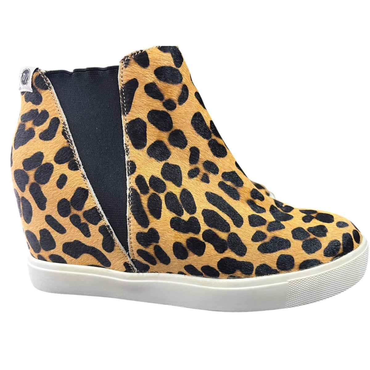 Coconuts By Matisse Leopard Print Calf Hair Real Fur Wedge Sneakers Sz 7M