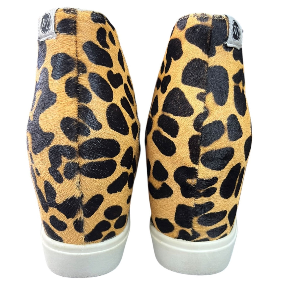Coconuts By Matisse Leopard Print Calf Hair Real Fur Wedge Sneakers Sz 7M