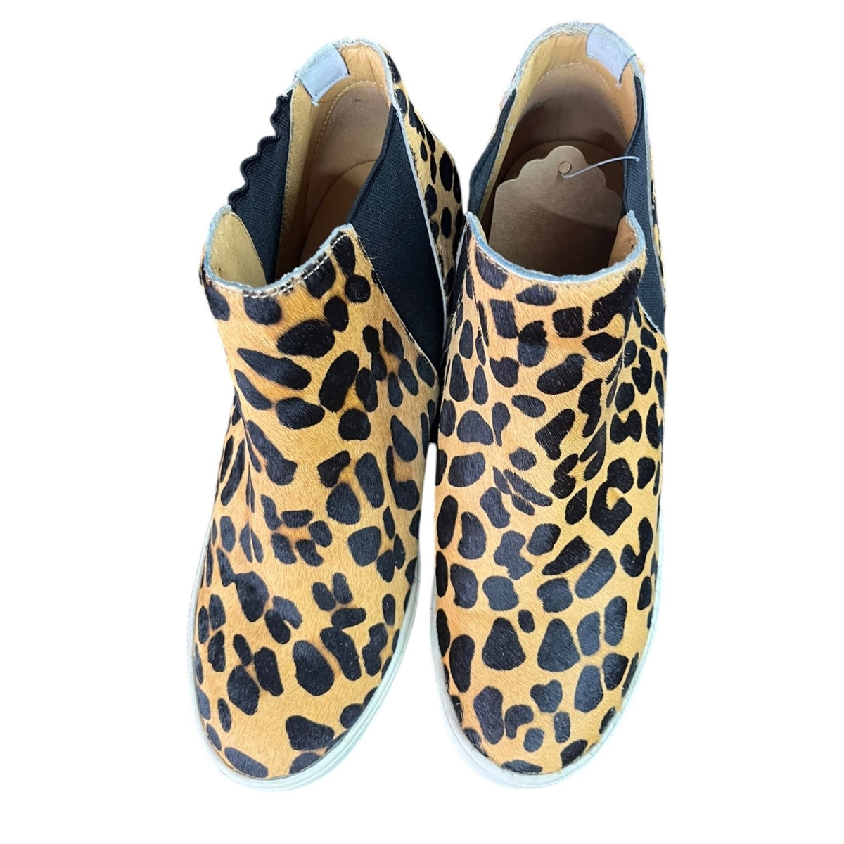 Coconuts By Matisse Leopard Print Calf Hair Real Fur Wedge Sneakers Sz 7M