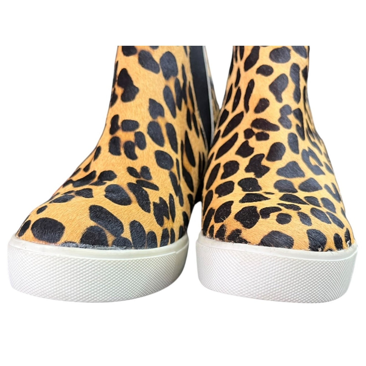 Coconuts By Matisse Leopard Print Calf Hair Real Fur Wedge Sneakers Sz 7M