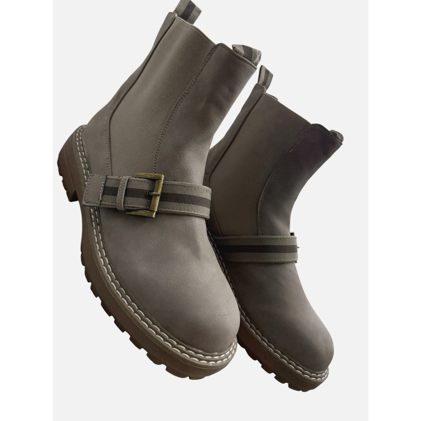 Journee Collection Women's SZ 7.5 Chelsea Ankle Boots With Buckle Detail