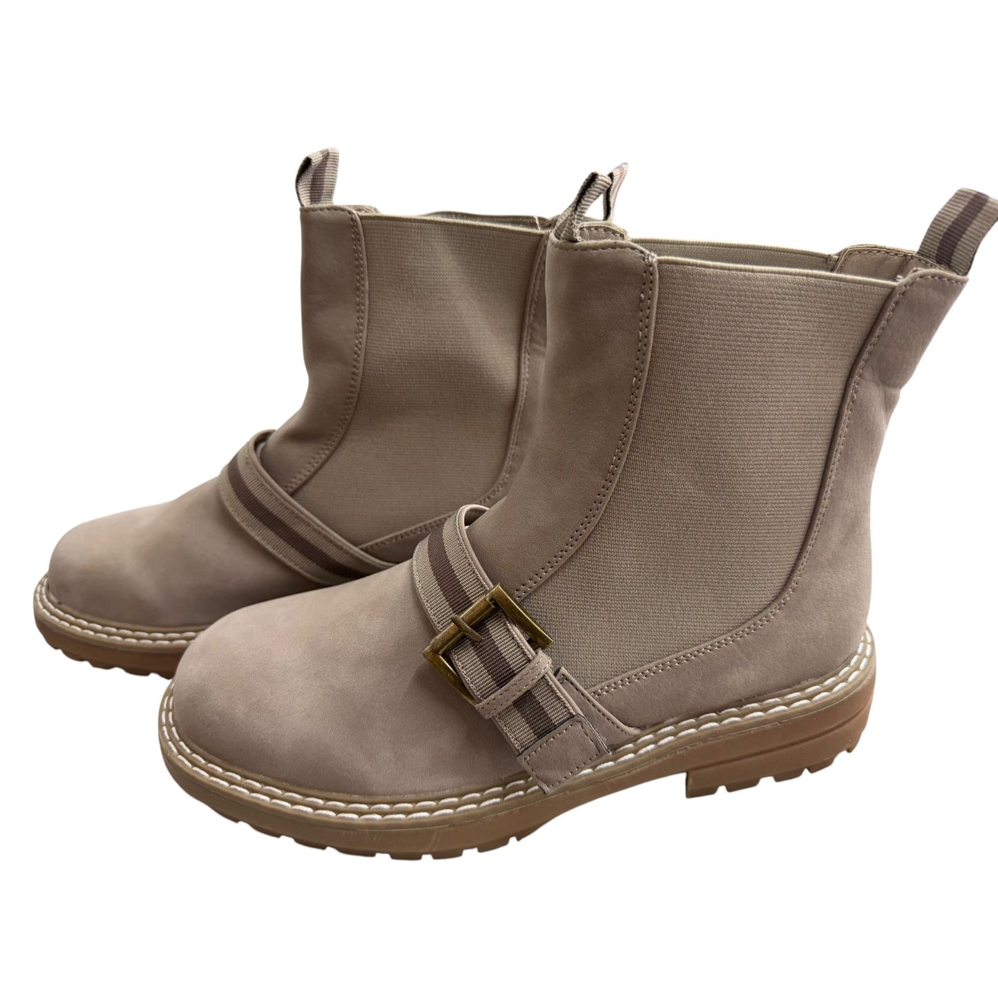 Journee Collection Women's SZ 7.5 Chelsea Ankle Boots With Buckle Detail