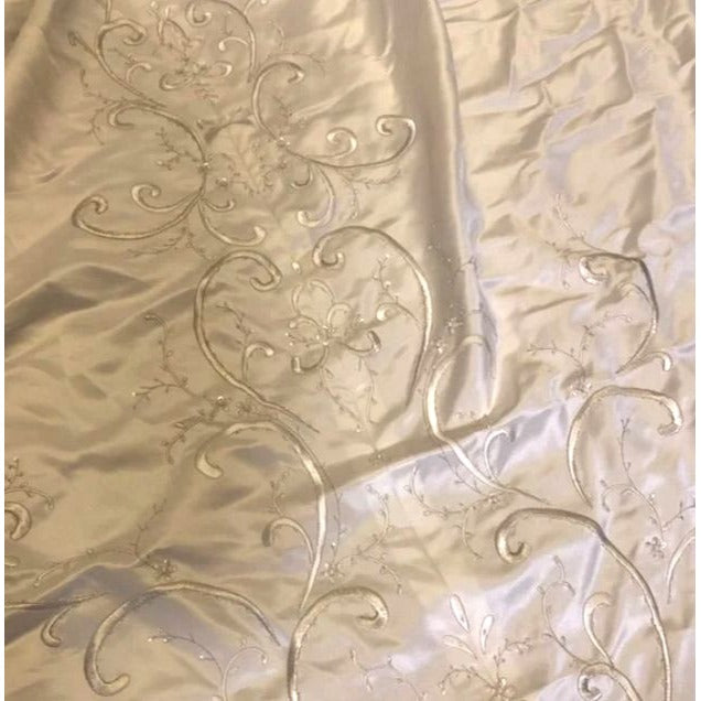 David's Bridal Gold T8589 Sz 10 Strapless Satin A-Line Wedding Dress NWT