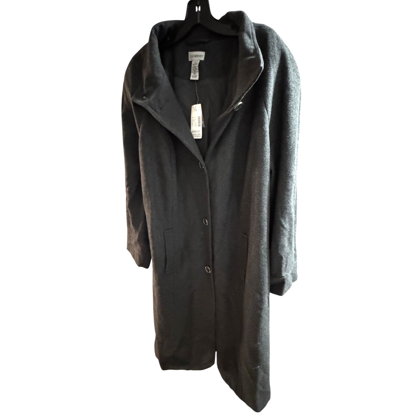 Catherines Womens Dark Gray Coat 2X Wool Blend With Tags