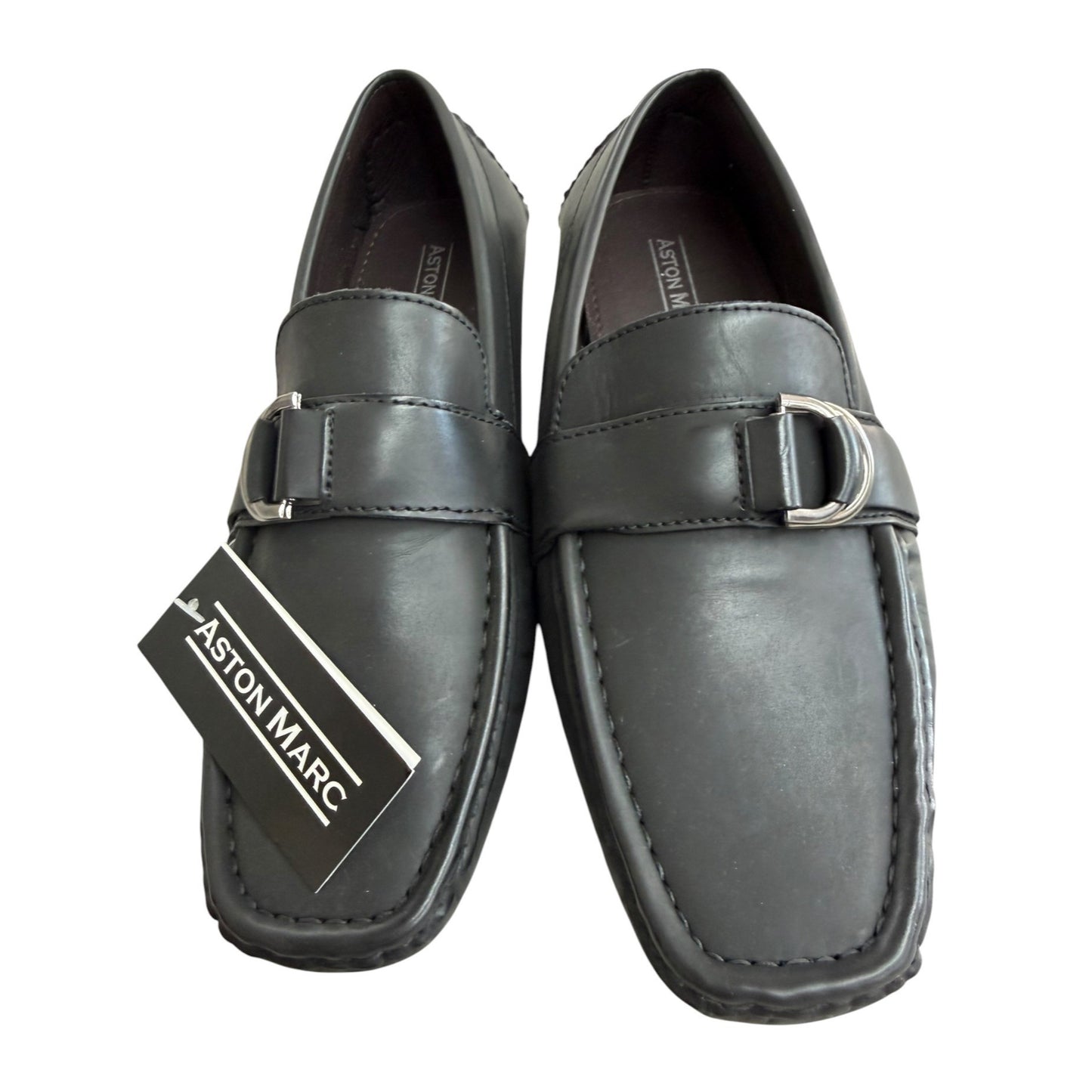 Aston Marc Men's Black Loafers With Metal Buckle Slip-On Size 9 NWOB