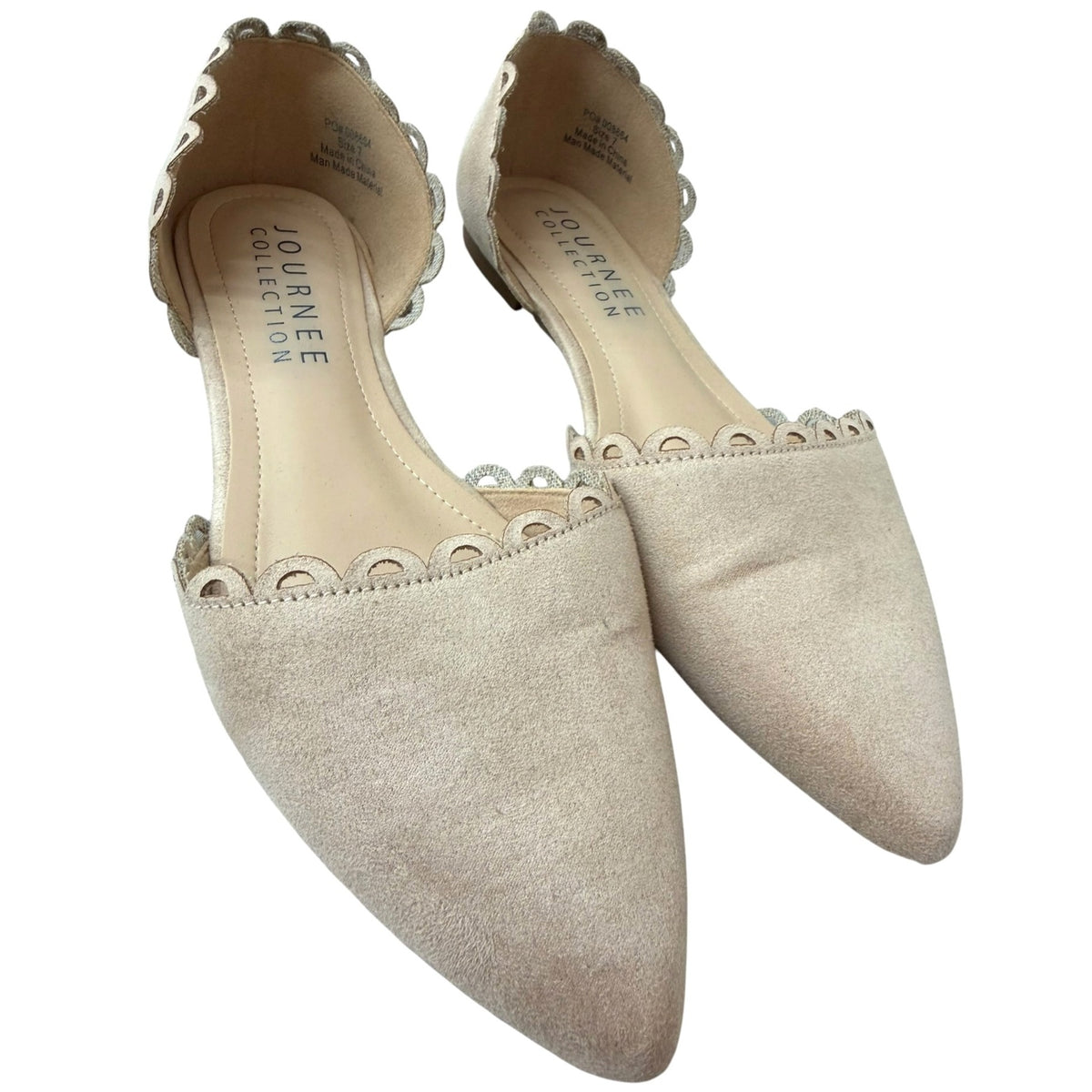 Journee Collection Beige Scalloped Flats Size 7