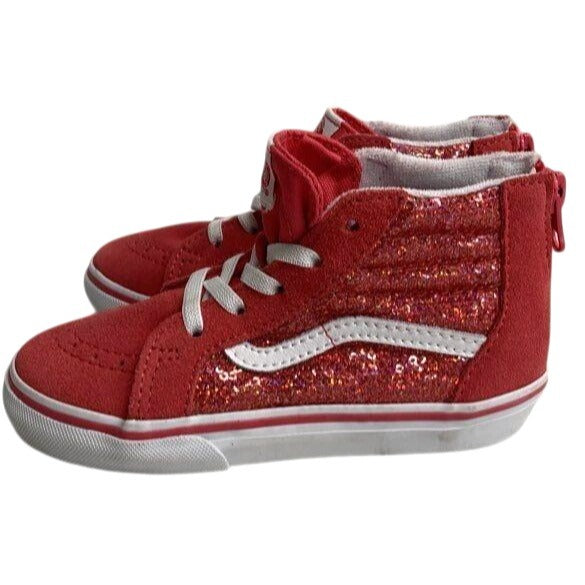 Vans Toddler Sk8-Hi Zip Red Glitter High-Top Sneakers Size 10