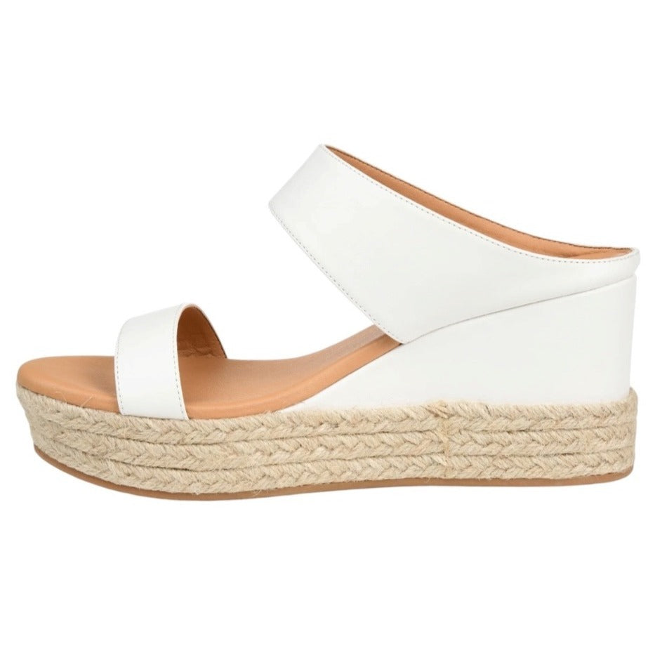 Journee Collection White Espadrille Wedge Sandals Platform Sole For Women SZ 11