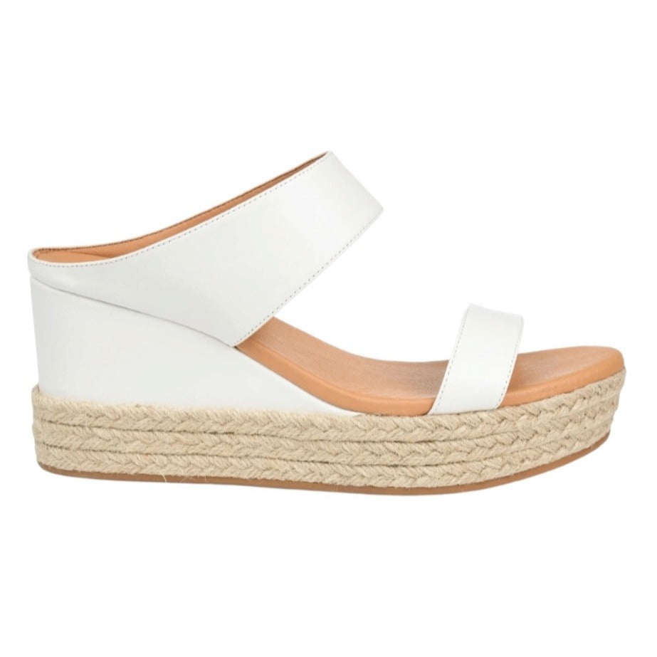 Journee Collection White Espadrille Wedge Sandals Platform Sole For Women SZ 11