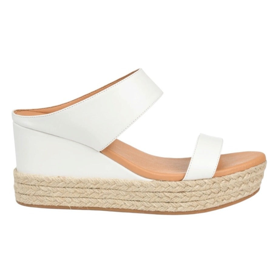 Journee Collection White Espadrille Wedge Sandals Platform Sole For Women SZ 11