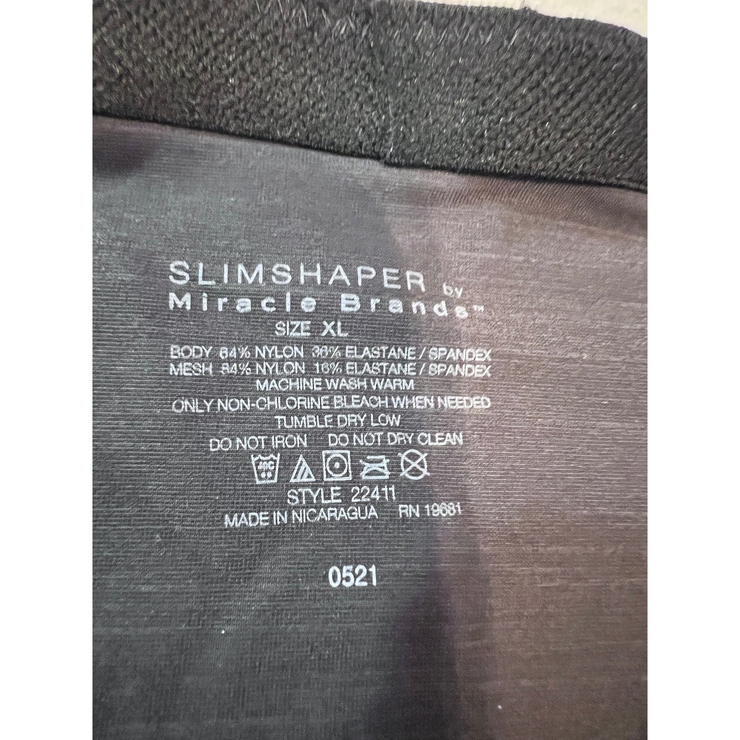 SlimShaper By Miracle Brands SZ XL High-Waist Black Shapewear Bodysuit