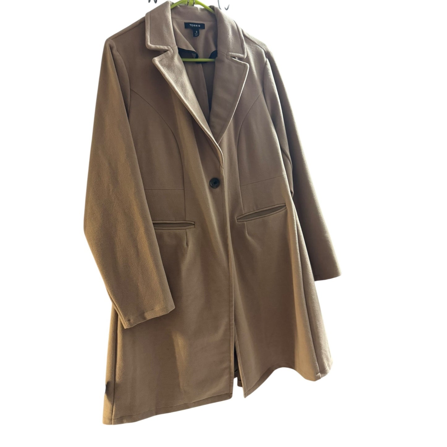 Torrid Size 0 Women's Ponte Coat Camel Color Longline Blazer Style Button-Front