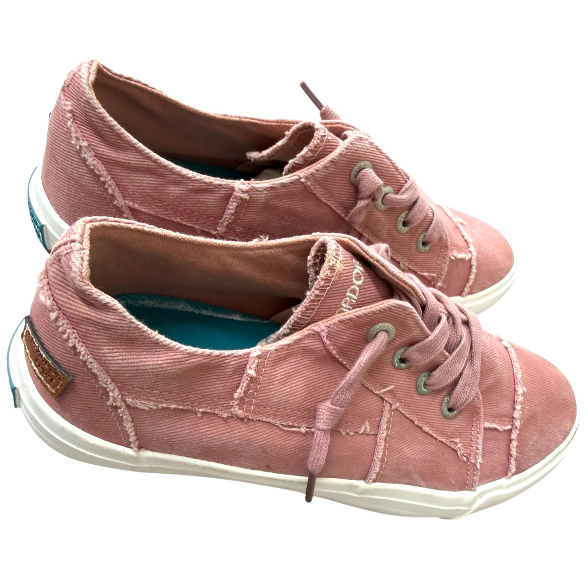Jenn Ardor Pink Distressed Canvas Lace-Up Sneakers Women's Size 10 US