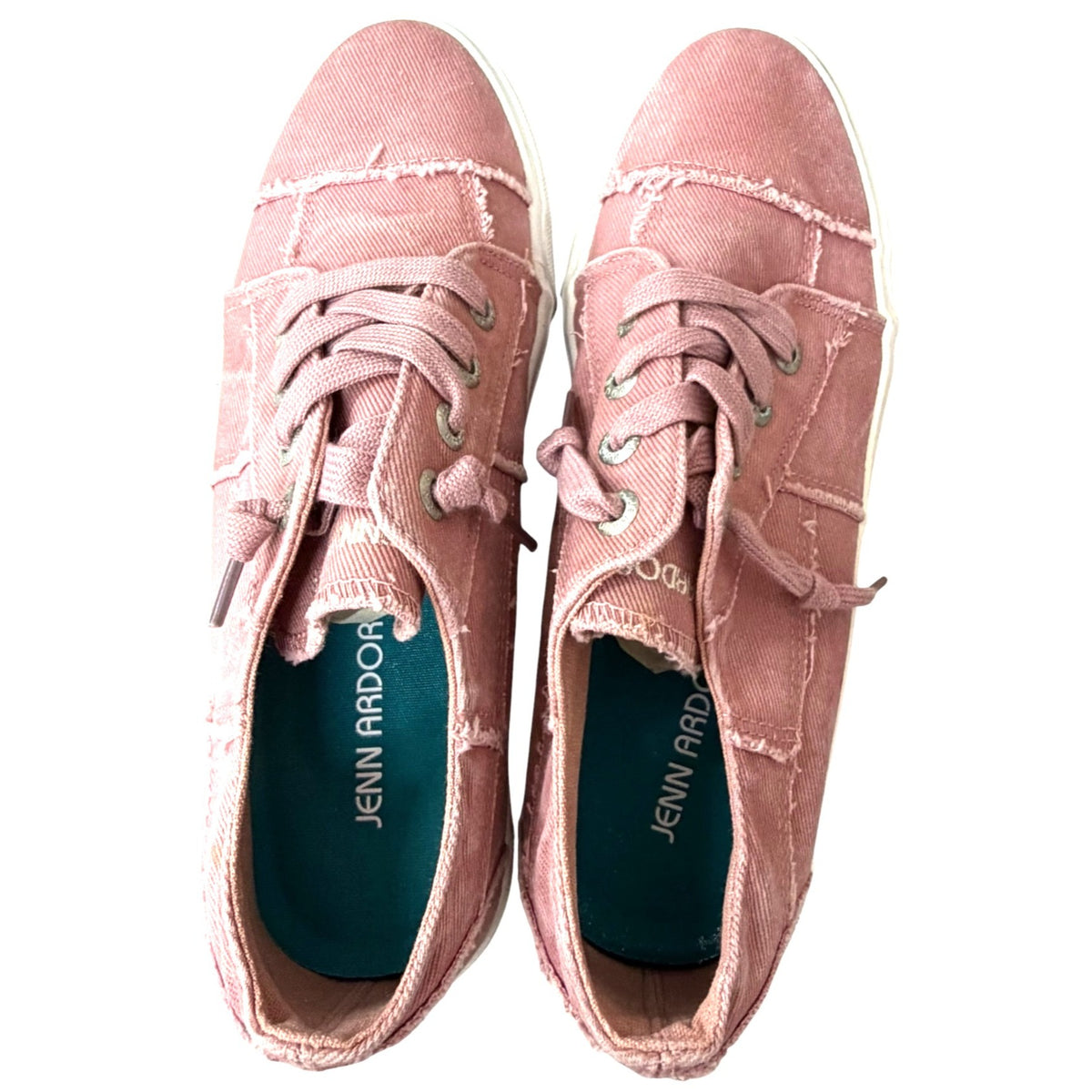 Jenn Ardor Pink Distressed Canvas Lace-Up Sneakers Women's Size 10 US