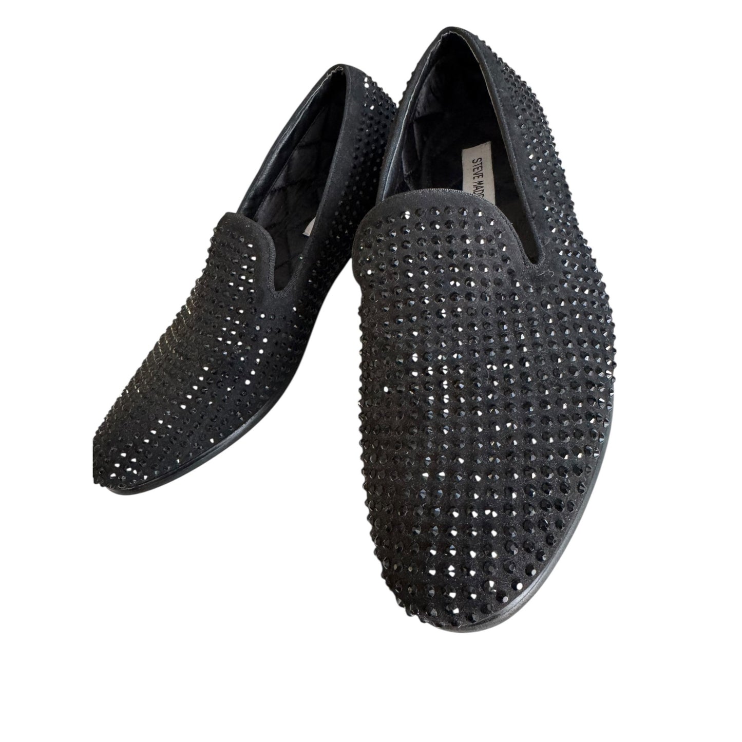 Steve Madden Men's 705 Black Slip-On Rhinestone Studded Loafers
