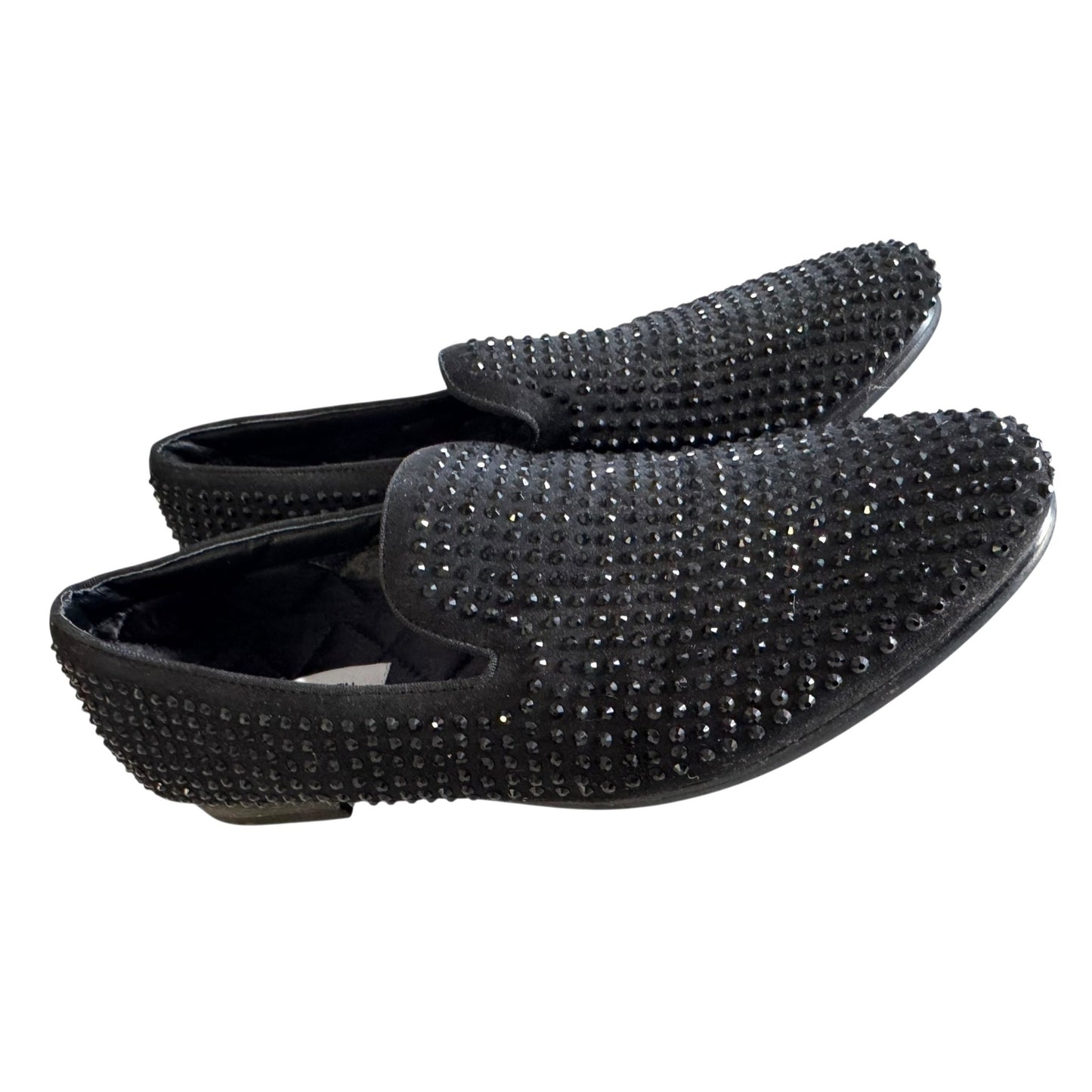 Steve Madden Men's 705 Black Slip-On Rhinestone Studded Loafers