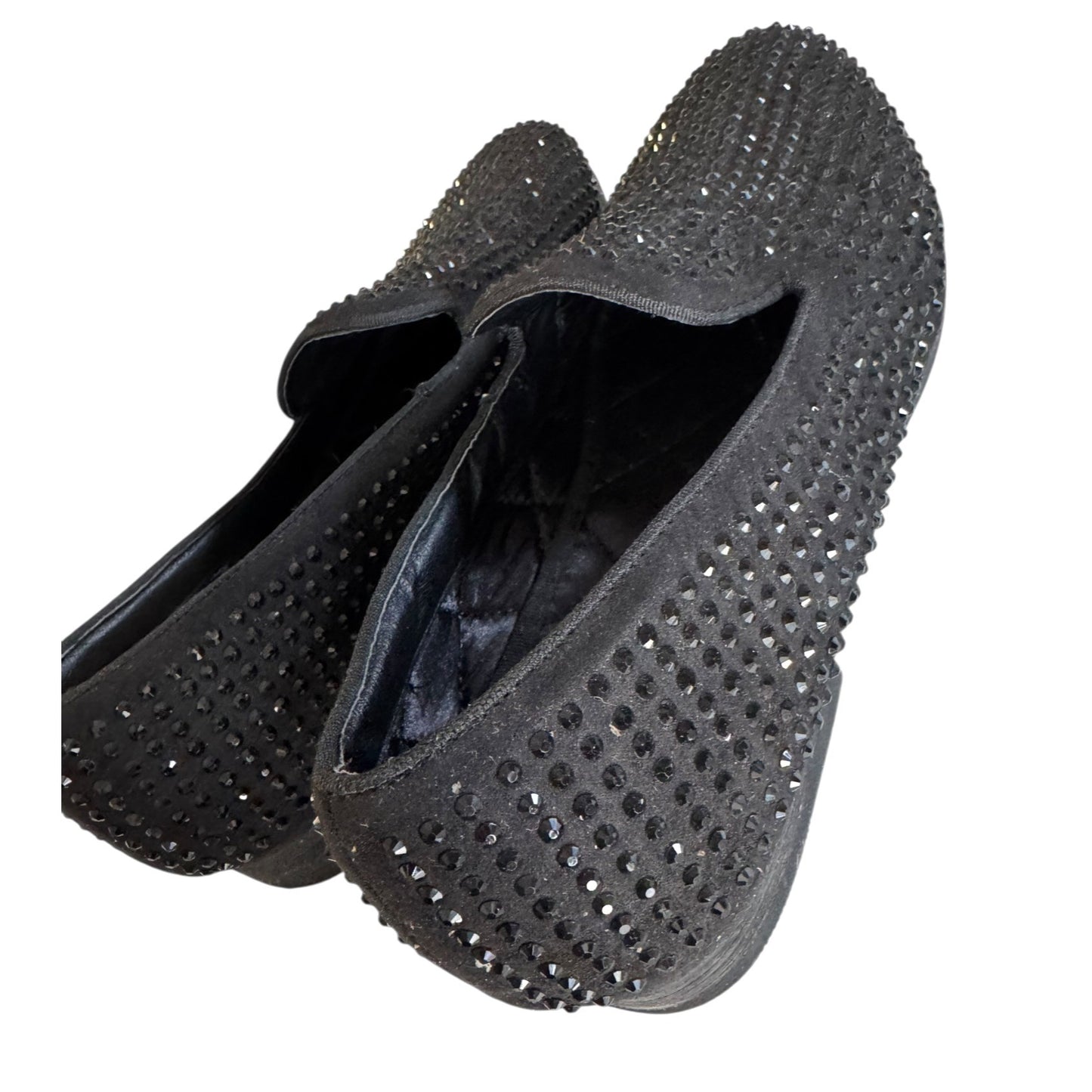Steve Madden Men's 705 Black Slip-On Rhinestone Studded Loafers