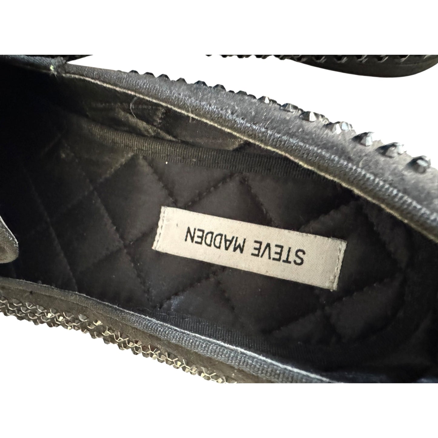 Steve Madden Men's 705 Black Slip-On Rhinestone Studded Loafers