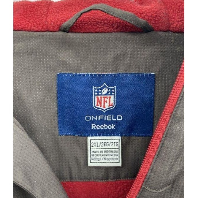 NFL Reebok Tampa Bay Buccaneers 2XL Onfield Hooded Jacket Gray & Red Embroidered Logos
