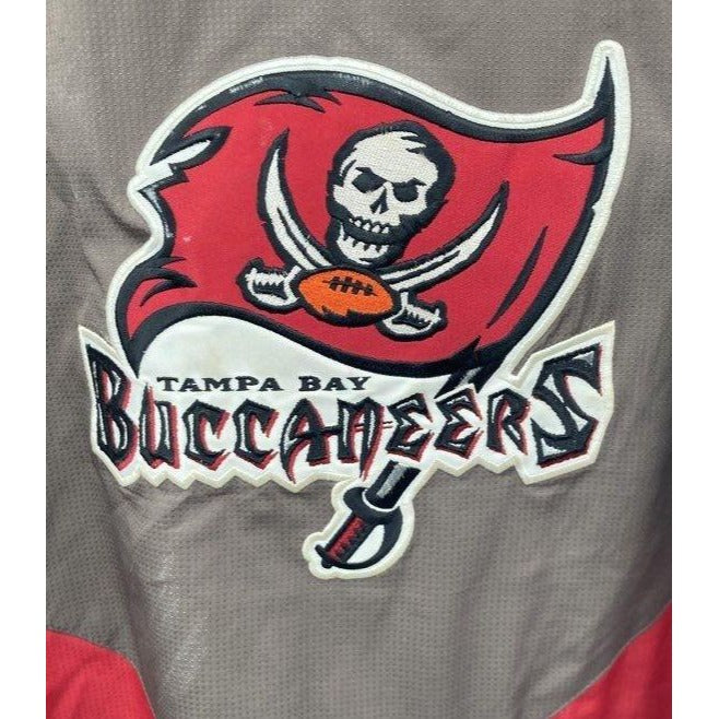 NFL Reebok Tampa Bay Buccaneers 2XL Onfield Hooded Jacket Gray & Red Embroidered Logos