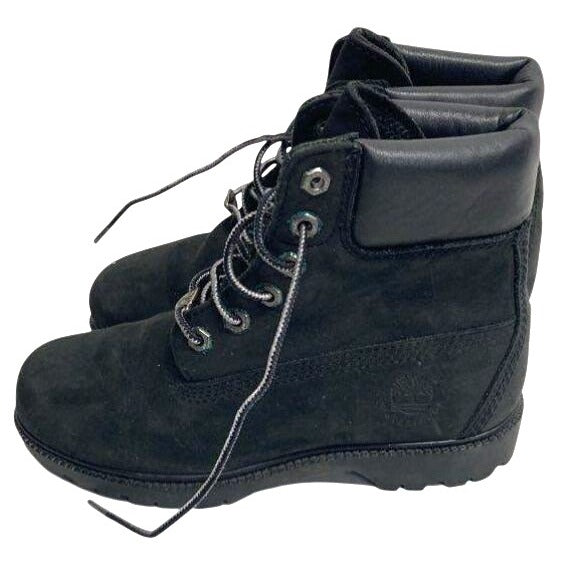 Timberland Womens Black Leather Lace-Up Boots Size 6.5M Durable Sole