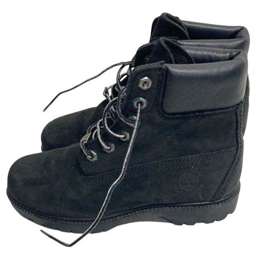 Timberland Womens Black Leather Lace-Up Boots Size 6.5M Durable Sole