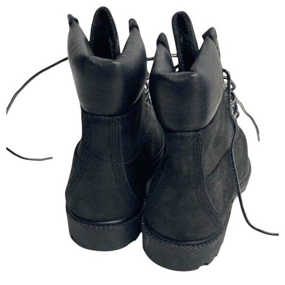 Timberland Womens Black Leather Lace-Up Boots Size 6.5M Durable Sole