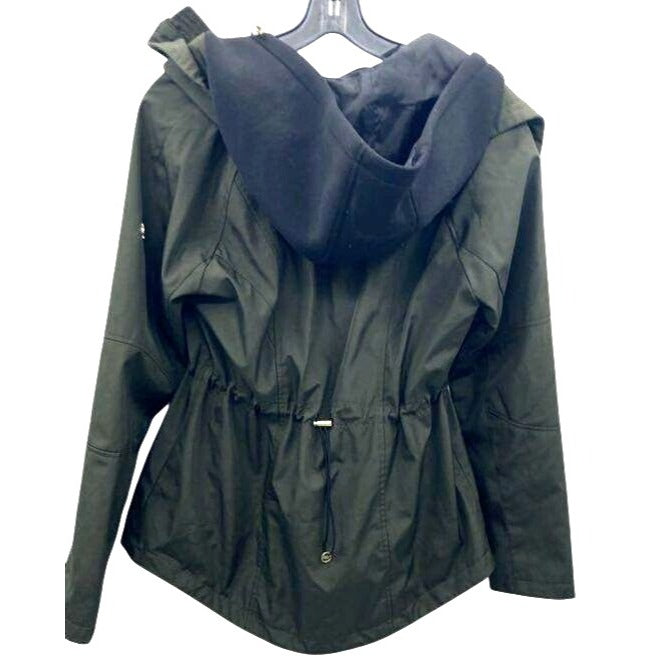 Michael Kors Womens Olive Green Hooded Jacket With Gold Zipper Accents Size M