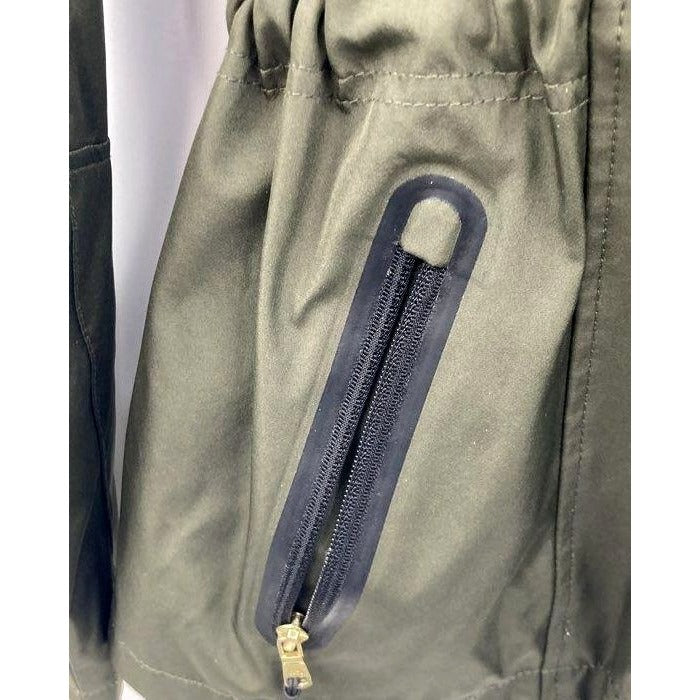 Michael Kors Womens Olive Green Hooded Jacket With Gold Zipper Accents Size M