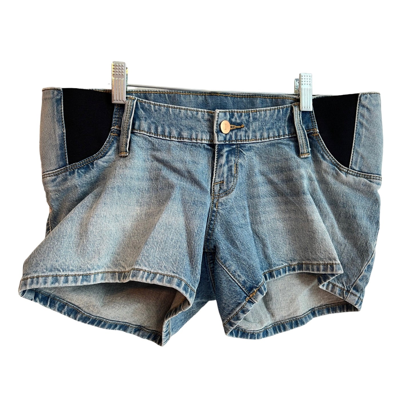 Isabel Maternity By Ingrid & Isabel Denim Midi Shorts W/ Expandable Side Panels Size 4