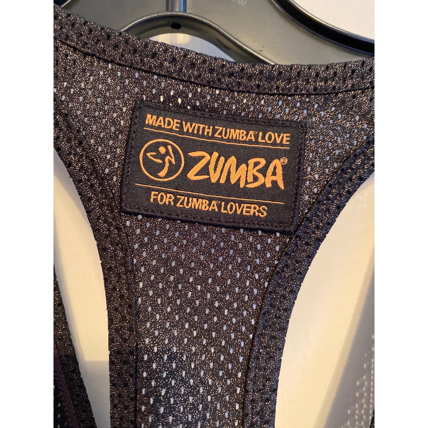 NWT Zumba XS Racerback Top with Gold Lettering