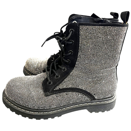 Torrid Betsey Johnson Black Rhinestone Combat Boots Size 9W