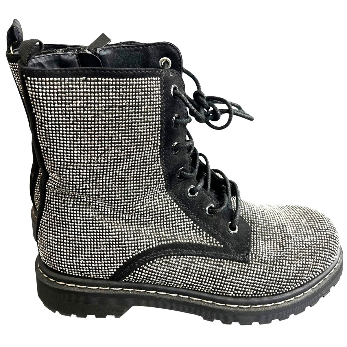 Torrid Betsey Johnson Black Rhinestone Combat Boots Size 9W