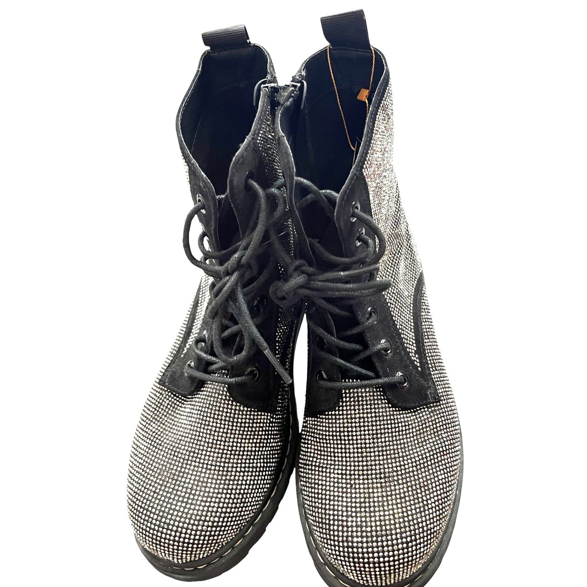 Torrid Betsey Johnson Black Rhinestone Combat Boots Size 9W