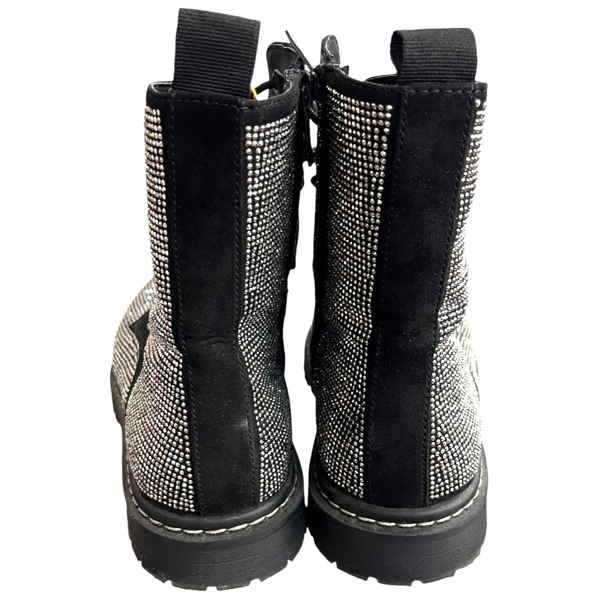 Torrid Betsey Johnson Black Rhinestone Combat Boots Size 9W