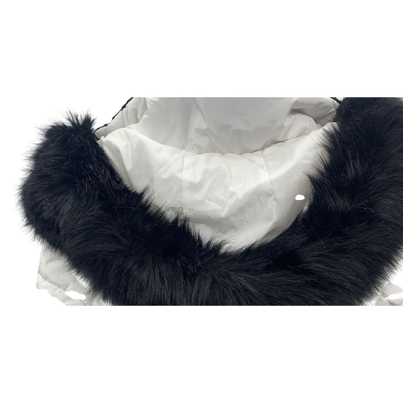 Kenneth Cole Womens White Quilted Puffer Jacket With Faux Fur Hood XS