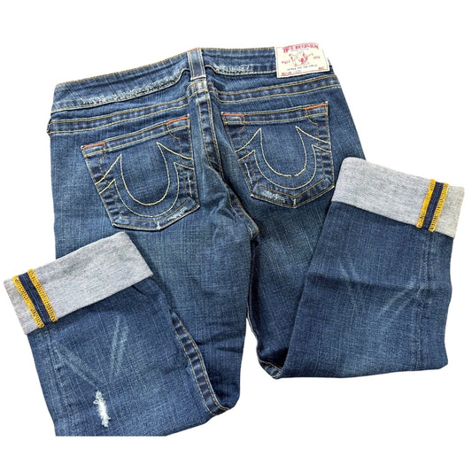 True Religion Lizzy Women’s Sz 29 Cuffed Cropped Capri Jeans