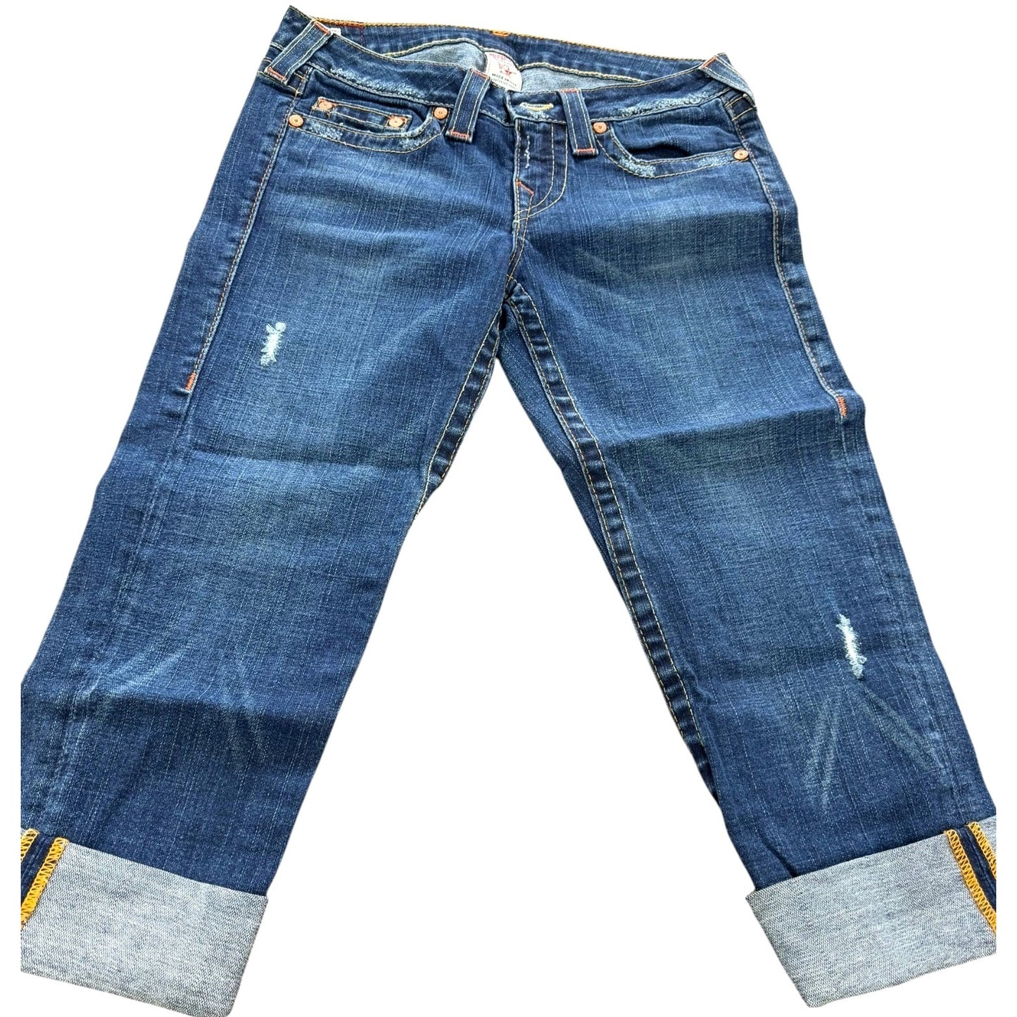 True Religion Lizzy Women’s Sz 29 Cuffed Cropped Capri Jeans