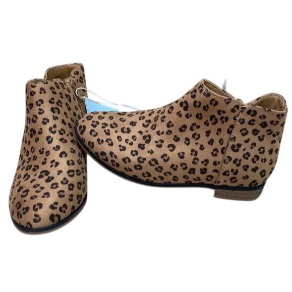 Children's Cat & Jack Leopard Print Suede Ankle Boots Size 1 NWT