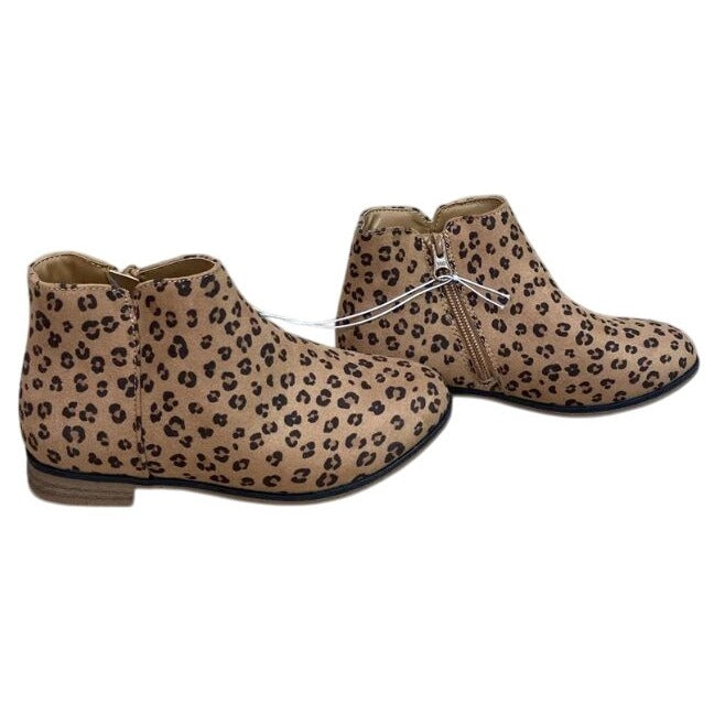 Children's Cat & Jack Leopard Print Suede Ankle Boots Size 1 NWT