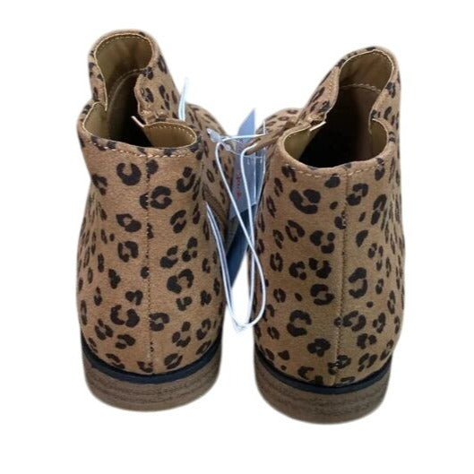 Children's Cat & Jack Leopard Print Suede Ankle Boots Size 1 NWT
