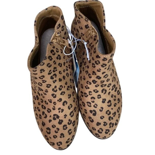 Children's Cat & Jack Leopard Print Suede Ankle Boots Size 1 NWT