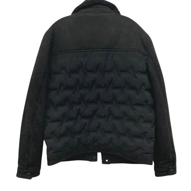 Karl Lagerfeld Paris Men's Black Quilted Jacket With Sherpa Collar L/G