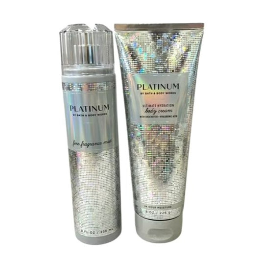 Bath And Body Works Platinum Fine Fragrance Mist And Body Cream Set Ultimate Hydration NEW
