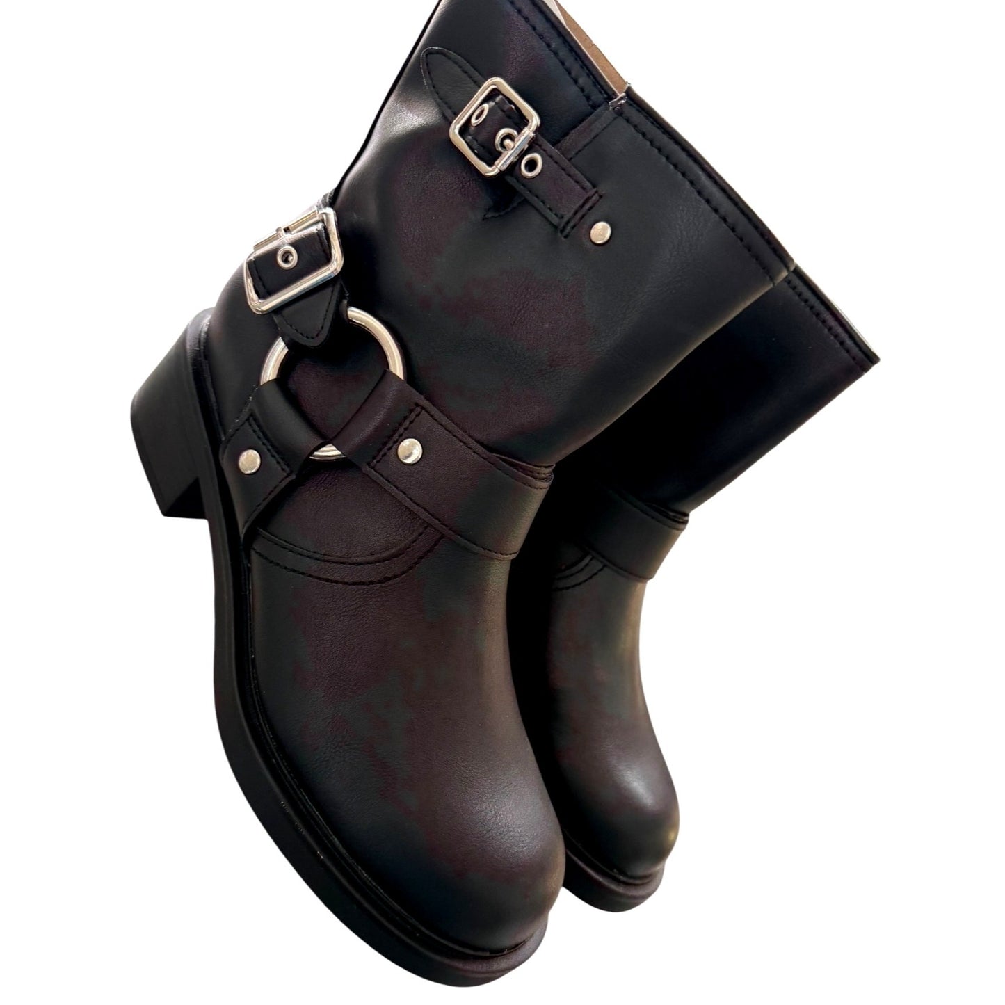 Universal Thread Womens Conrad Black Ankle Boots Size 8 With Buckle Detail NWT